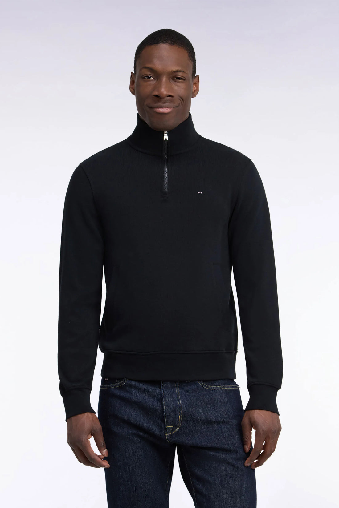 Eden Park 0 Men Straight-Cut Black Cotton Fleece Trucker Collar Sweatshirt SKU: H26MAISW0002_NO Image 01