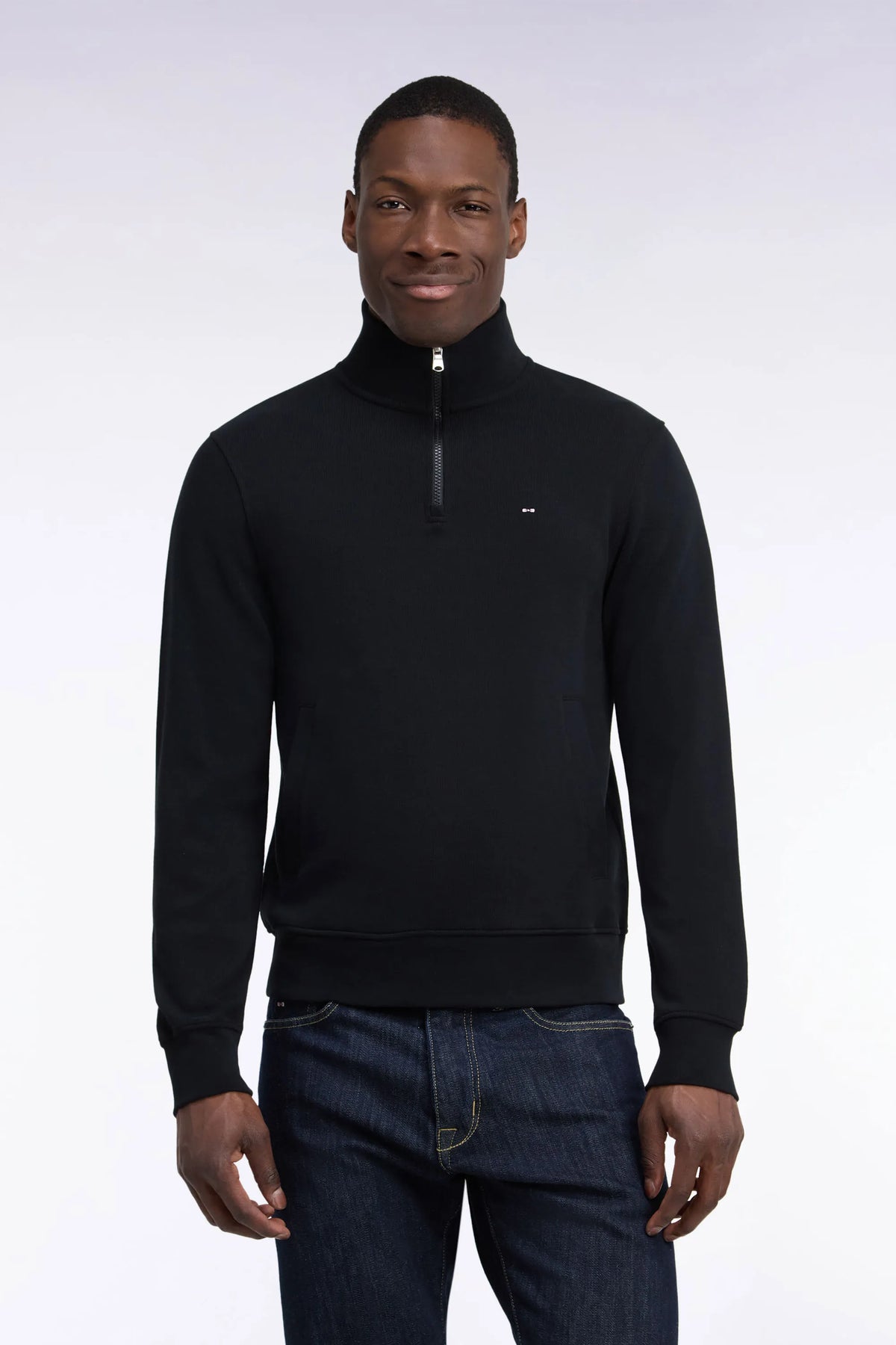 Eden Park 0 Men Straight-Cut Black Cotton Fleece Trucker Collar Sweatshirt SKU: H26MAISW0002_NO Image 01