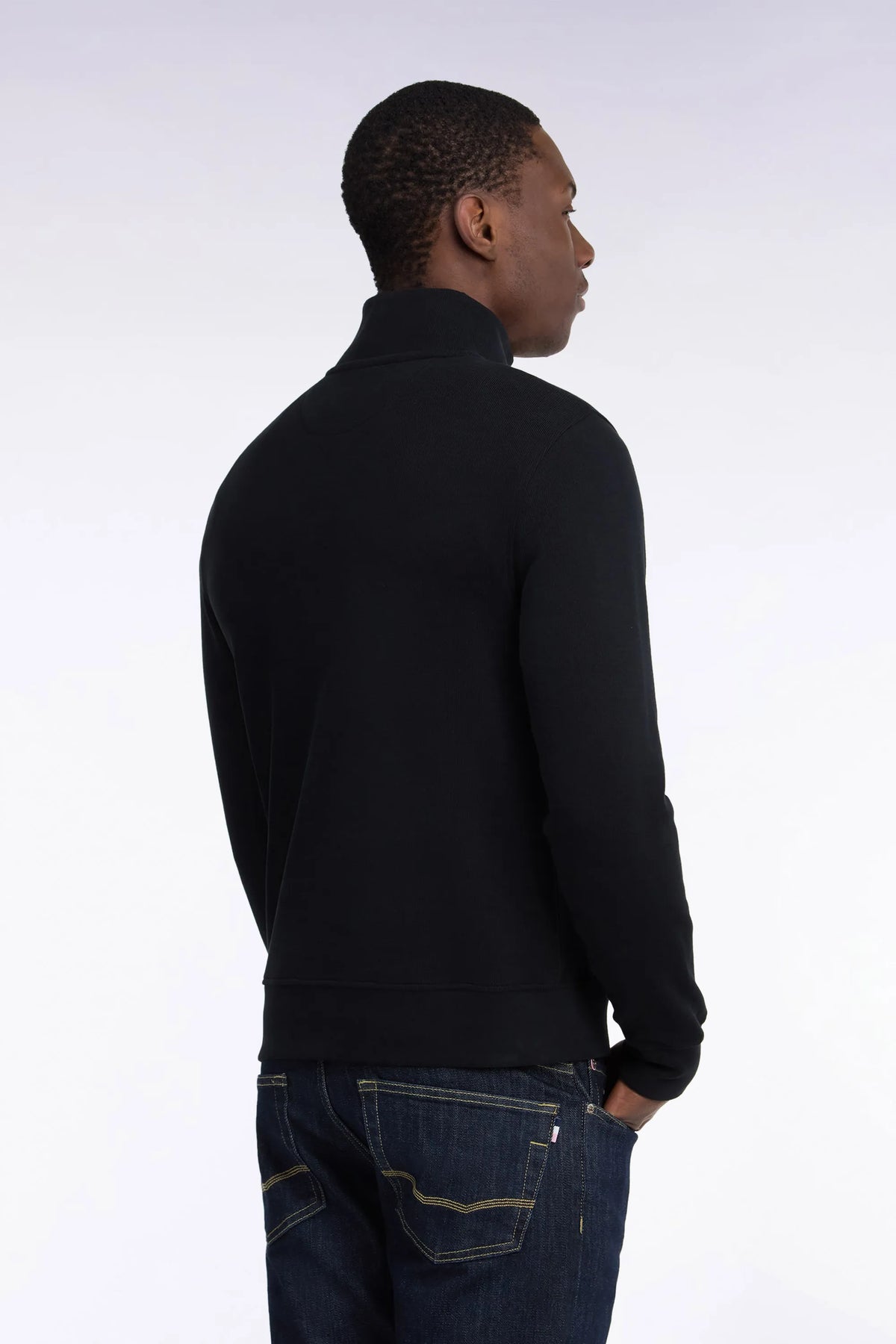 Eden Park 0 Men Straight-Cut Black Cotton Fleece Trucker Collar Sweatshirt SKU: H26MAISW0002_NO Image 04