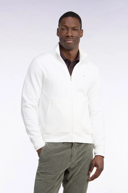Eden Park 0 Men Straight-Cut Ecru Cotton Fleece Zip-Up Sweatshirt SKU: H26MAISW0003_BEC15 Image 01