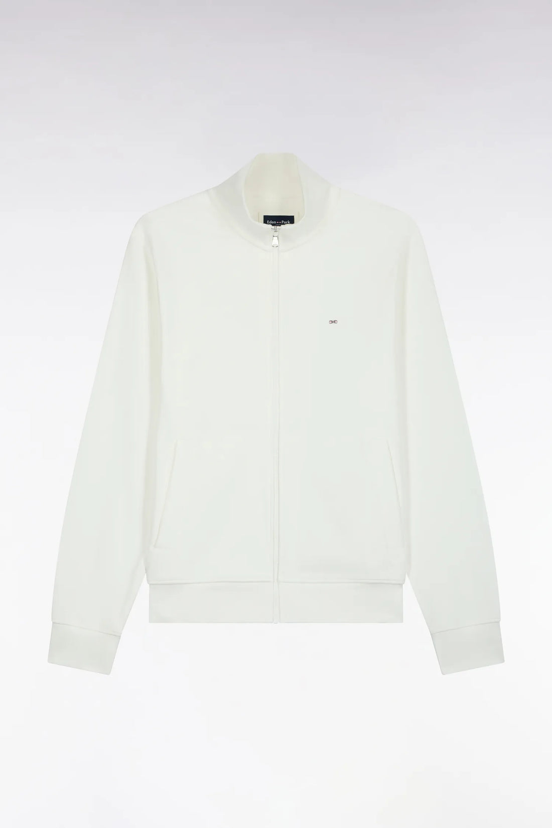Eden Park 0 Men Straight-Cut Ecru Cotton Fleece Zip-Up Sweatshirt SKU: H26MAISW0003_BEC15 Image 02