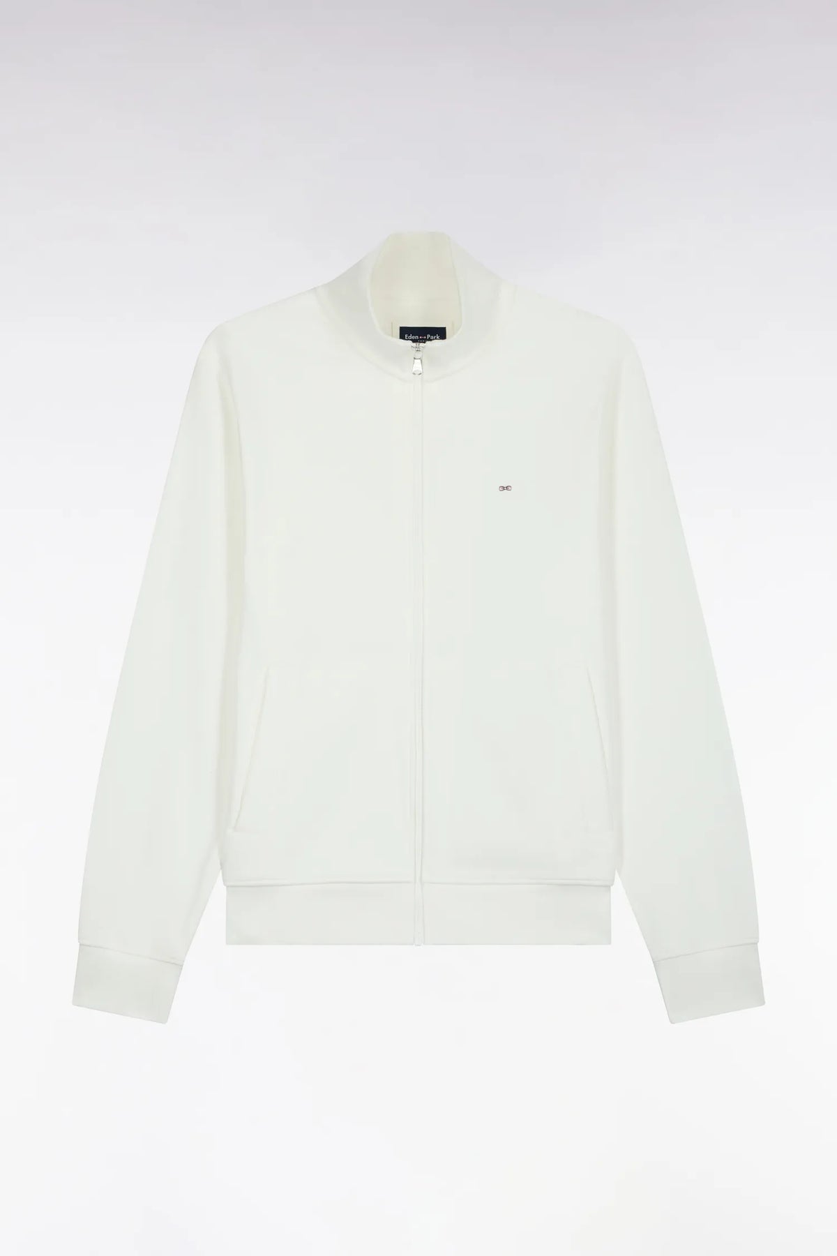 Eden Park 0 Men Straight-Cut Ecru Cotton Fleece Zip-Up Sweatshirt SKU: H26MAISW0003_BEC15 Image 02