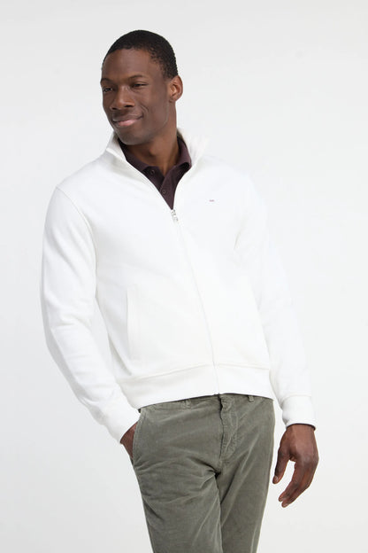 Eden Park 0 Men Straight-Cut Ecru Cotton Fleece Zip-Up Sweatshirt SKU: H26MAISW0003_BEC15 Image 03