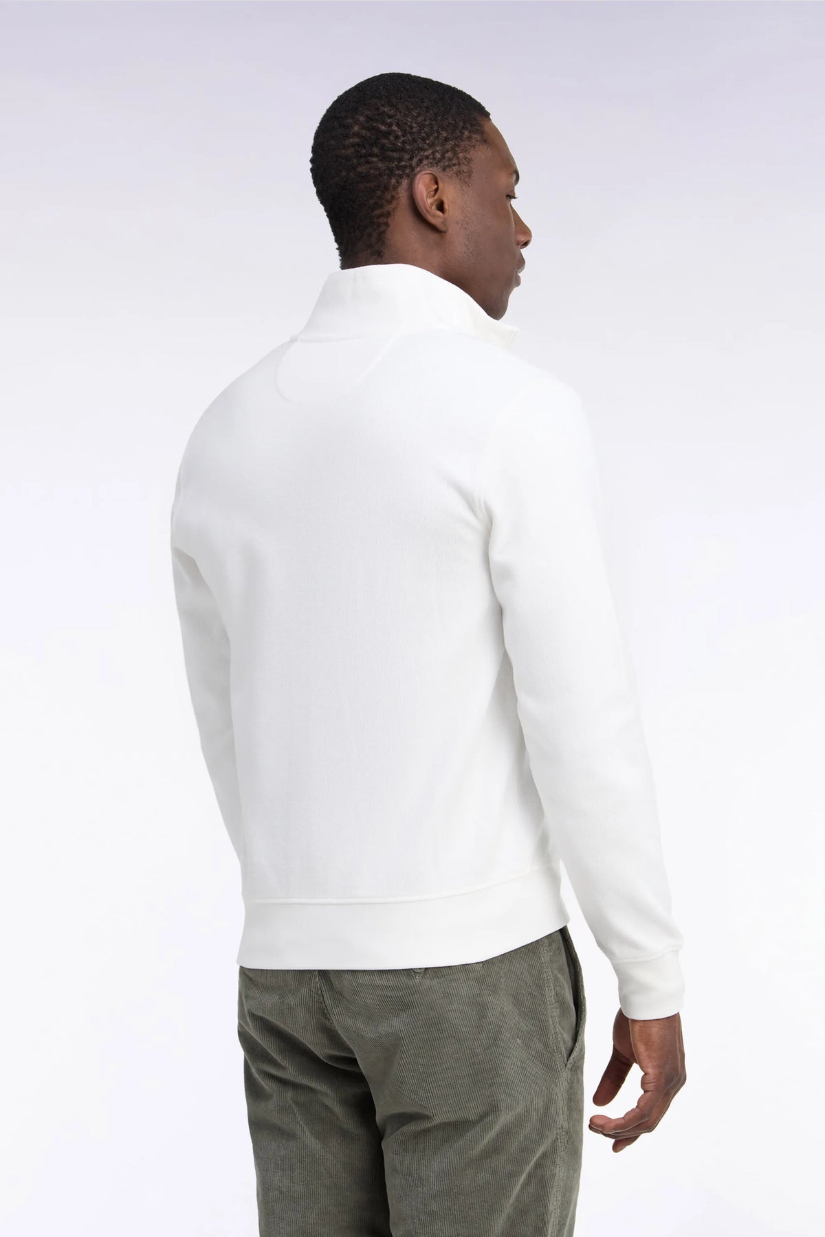 Eden Park 0 Men Straight-Cut Ecru Cotton Fleece Zip-Up Sweatshirt SKU: H26MAISW0003_BEC15 Image 04