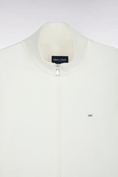 Eden Park 0 Men Straight-Cut Ecru Cotton Fleece Zip-Up Sweatshirt SKU: H26MAISW0003_BEC15 Image 05