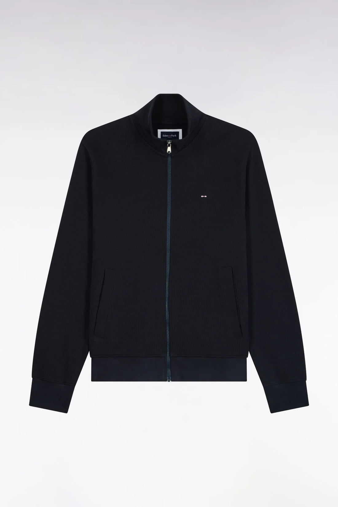 Eden Park 0 Men Zip-Up Sweatshirt in Navy Cotton Fleece with a Straight Cut SKU: H26MAISW0003_BLF Image 02