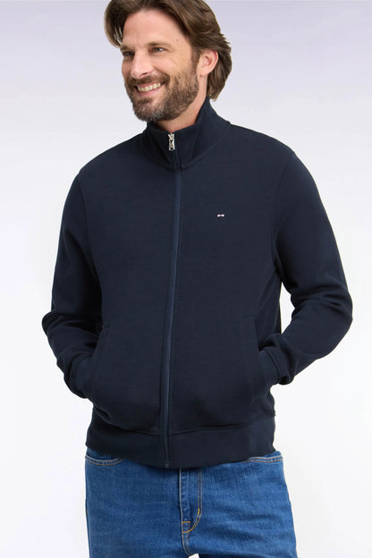 Eden Park 0 Men Zip-Up Sweatshirt in Navy Cotton Fleece with a Straight Cut SKU: H26MAISW0003_BLF Image 03