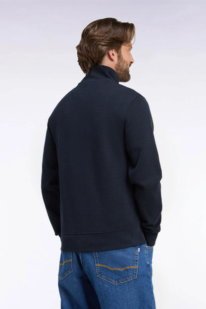 Eden Park 0 Men Zip-Up Sweatshirt in Navy Cotton Fleece with a Straight Cut SKU: H26MAISW0003_BLF Image 04