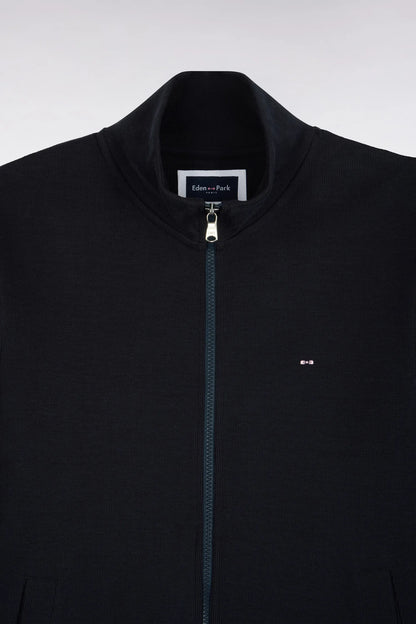 Eden Park 0 Men Zip-Up Sweatshirt in Navy Cotton Fleece with a Straight Cut SKU: H26MAISW0003_BLF Image 05