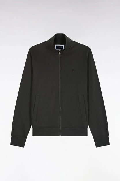 Eden Park 0 Men Zipped Sweatshirt in Khaki Cotton Fleece with a Straight Cut SKU: H26MAISW0003_KAF1 Image 02