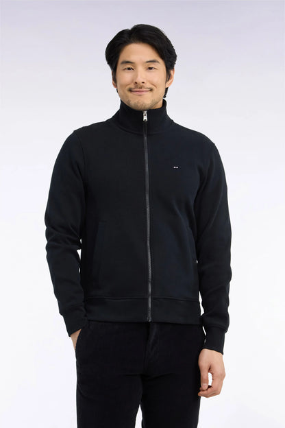 Eden Park 0 Men Straight-Cut Black Cotton Fleece Zip-Up Sweatshirt SKU: H26MAISW0003_NO Image 01