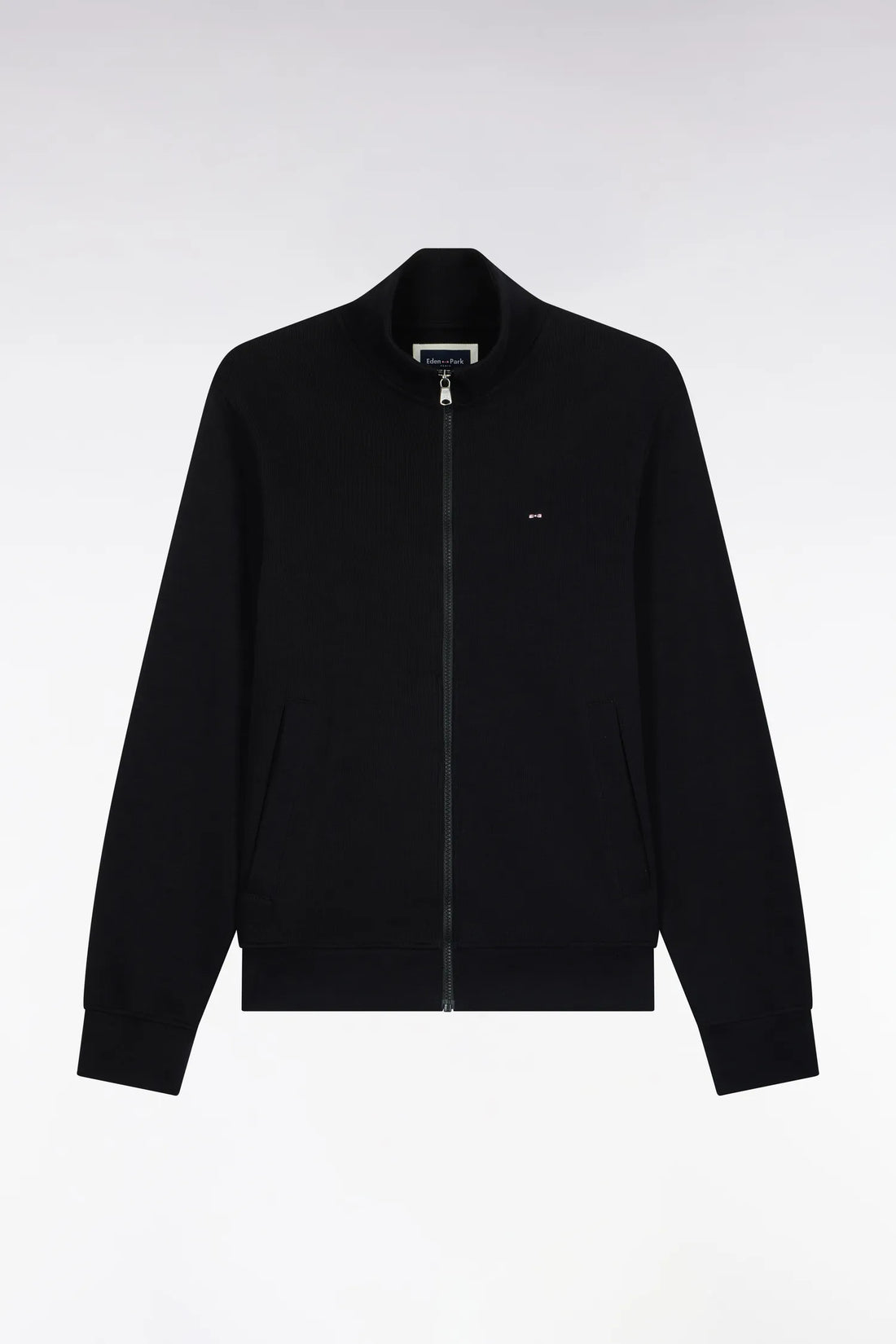 Eden Park 0 Men Straight-Cut Black Cotton Fleece Zip-Up Sweatshirt SKU: H26MAISW0003_NO Image 02