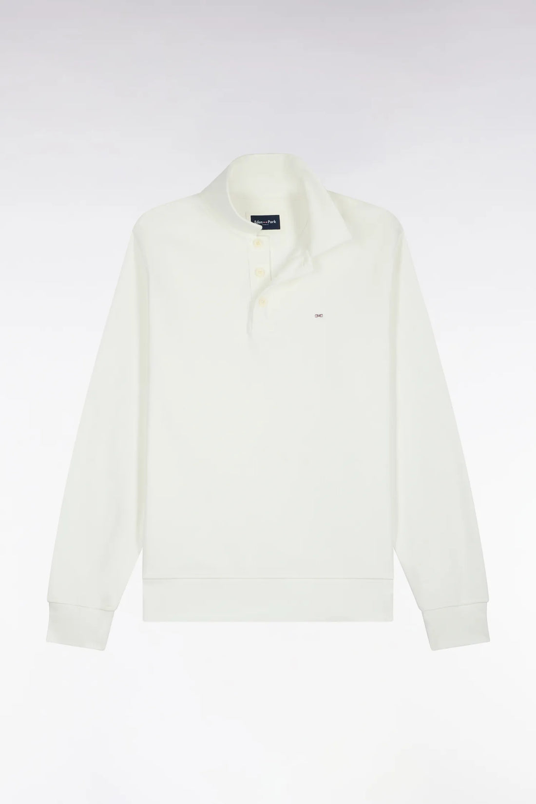 Eden Park 0 Men Straight-Cut Ecru Cotton Polo Collar Sweatshirt SKU: H26MAISW0004_BEC15 Image 02