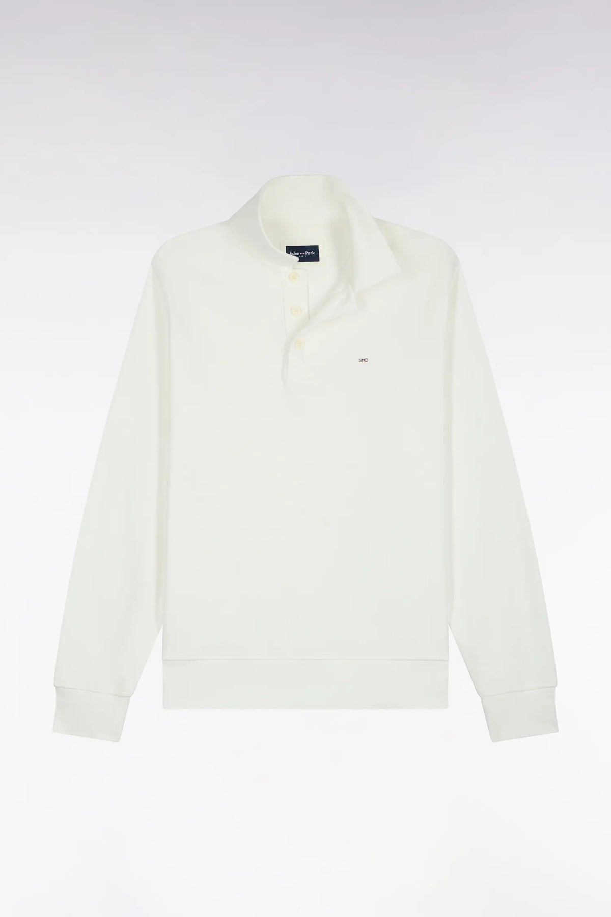 Eden Park 0 Men Straight-Cut Ecru Cotton Polo Collar Sweatshirt SKU: H26MAISW0004_BEC15 Image 02