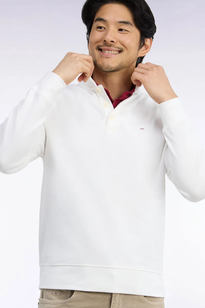 Eden Park 0 Men Straight-Cut Ecru Cotton Polo Collar Sweatshirt SKU: H26MAISW0004_BEC15 Image 03