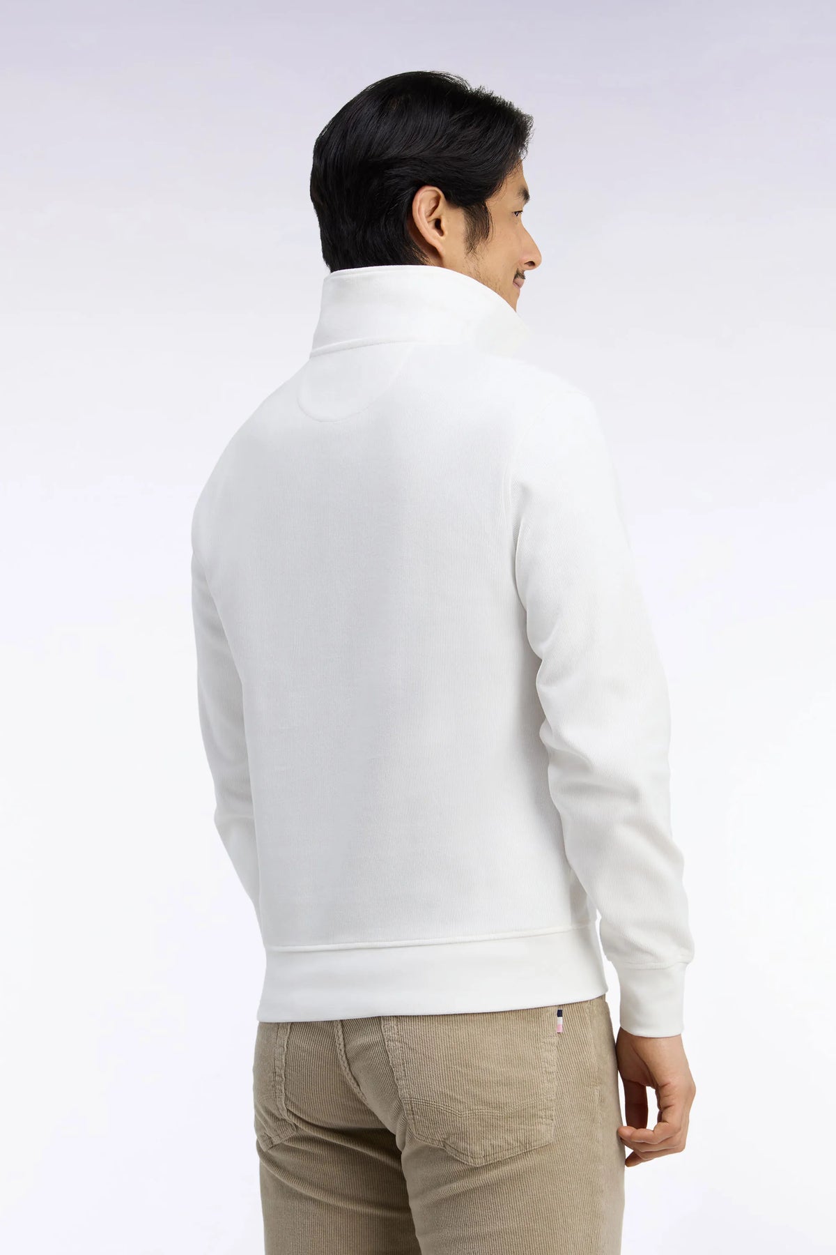 Eden Park 0 Men Straight-Cut Ecru Cotton Polo Collar Sweatshirt SKU: H26MAISW0004_BEC15 Image 04