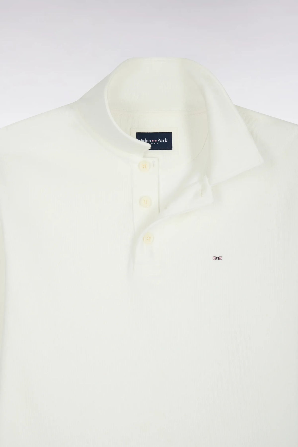 Eden Park 0 Men Straight-Cut Ecru Cotton Polo Collar Sweatshirt SKU: H26MAISW0004_BEC15 Image 05