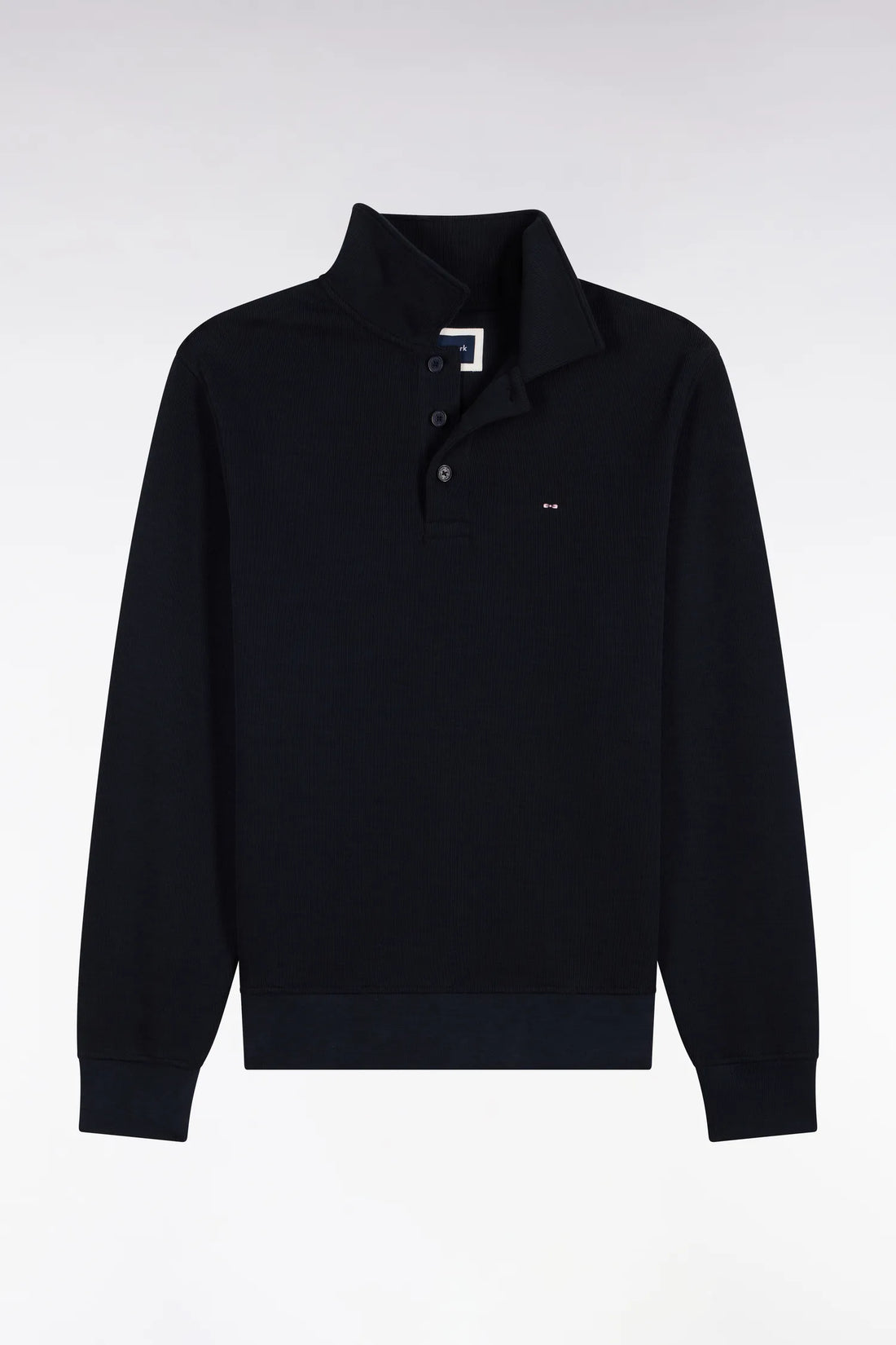 Eden Park 0 Men Polo Collar Sweatshirt in Navy Cotton with a Straight Cut SKU: H26MAISW0004_BLF Image 02