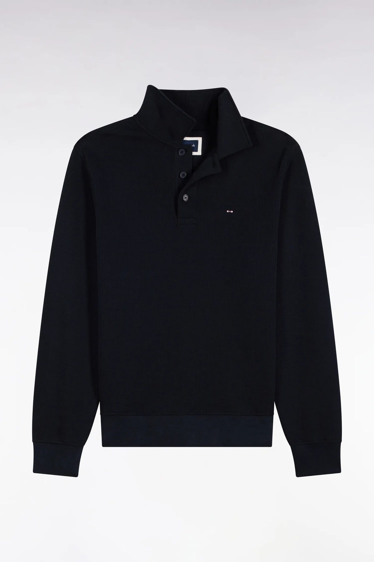 Eden Park 0 Men Polo Collar Sweatshirt in Navy Cotton with a Straight Cut SKU: H26MAISW0004_BLF Image 02