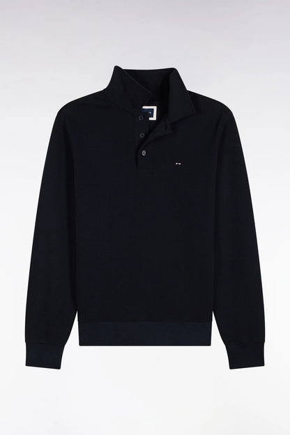 Eden Park 0 Men Polo Collar Sweatshirt in Navy Cotton with a Straight Cut SKU: H26MAISW0004_BLF Image 02