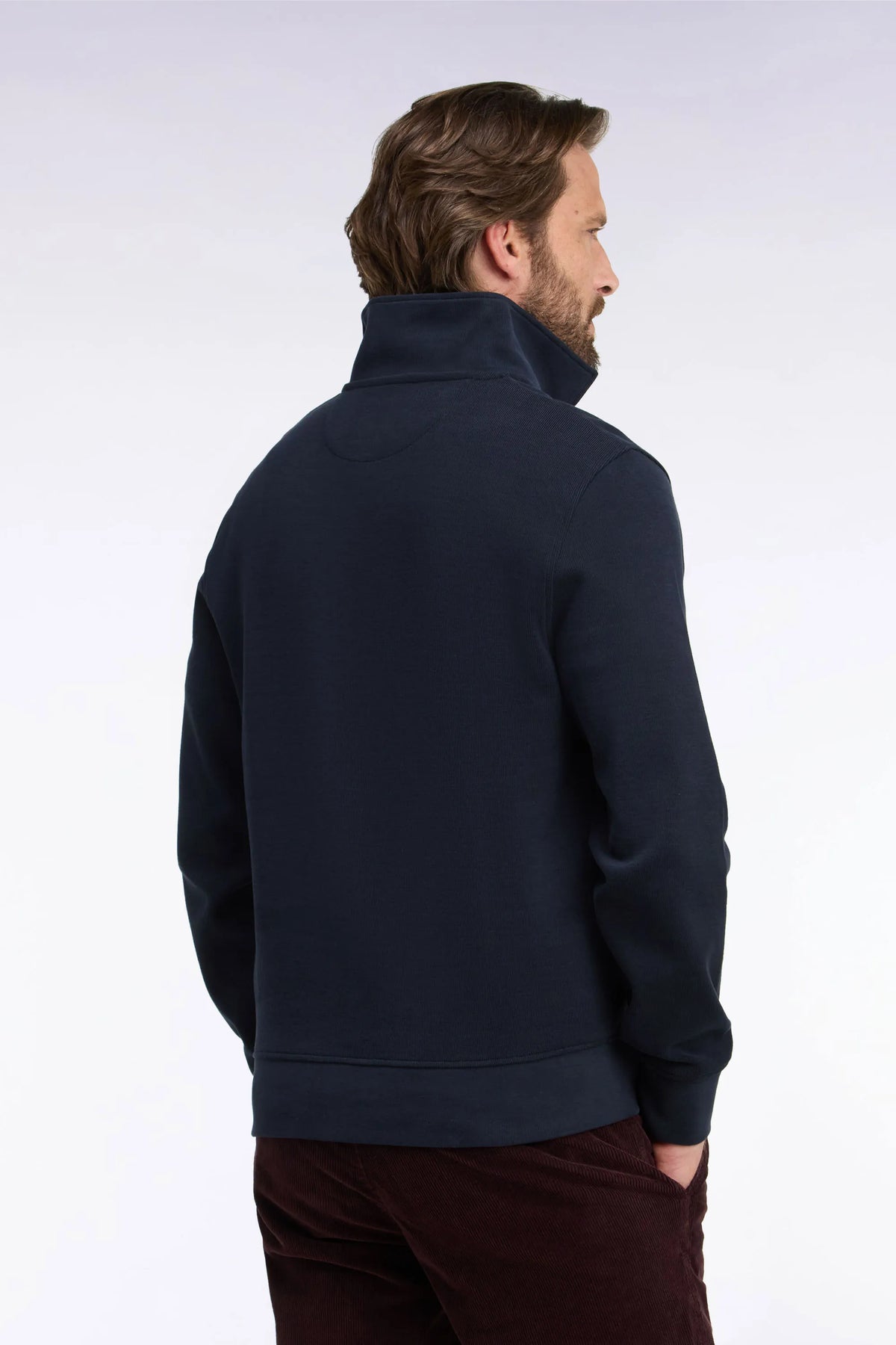 Eden Park 0 Men Polo Collar Sweatshirt in Navy Cotton with a Straight Cut SKU: H26MAISW0004_BLF Image 04