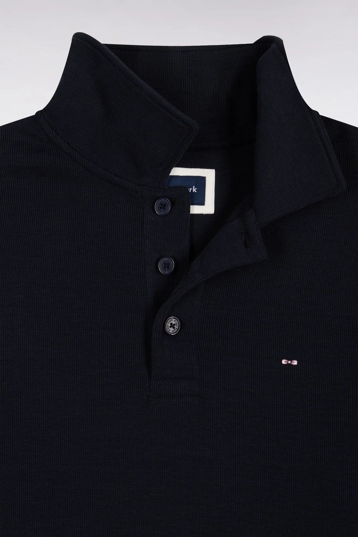 Eden Park 0 Men Polo Collar Sweatshirt in Navy Cotton with a Straight Cut SKU: H26MAISW0004_BLF Image 05