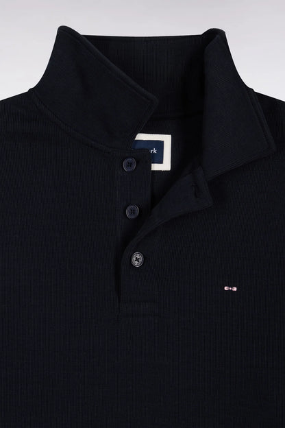Eden Park 0 Men Polo Collar Sweatshirt in Navy Cotton with a Straight Cut SKU: H26MAISW0004_BLF Image 05