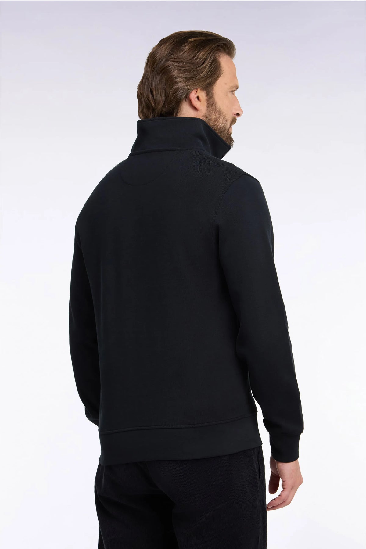 Eden Park 0 Men Straight-Cut Black Cotton Polo Neck Sweatshirt SKU: H26MAISW0004_NO Image 04