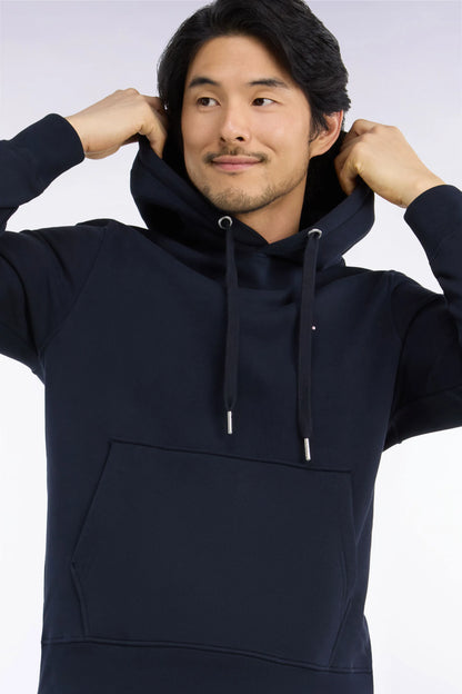 Eden Park  Men Straight-Cut Navy Cotton Fleece Hoodie SKU: H26MAISW0005_BLF Image 03