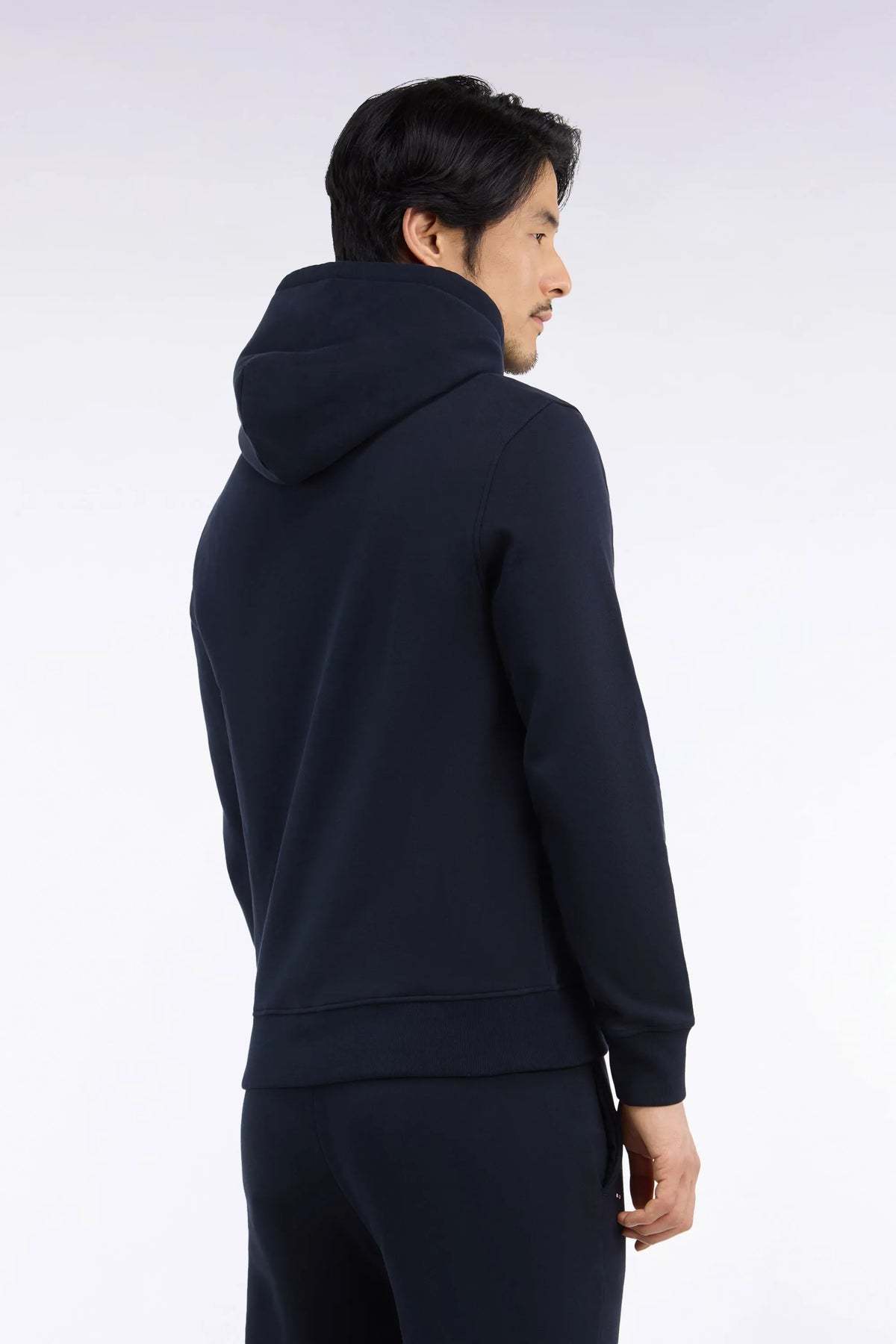 Eden Park  Men Straight-Cut Navy Cotton Fleece Hoodie SKU: H26MAISW0005_BLF Image 04