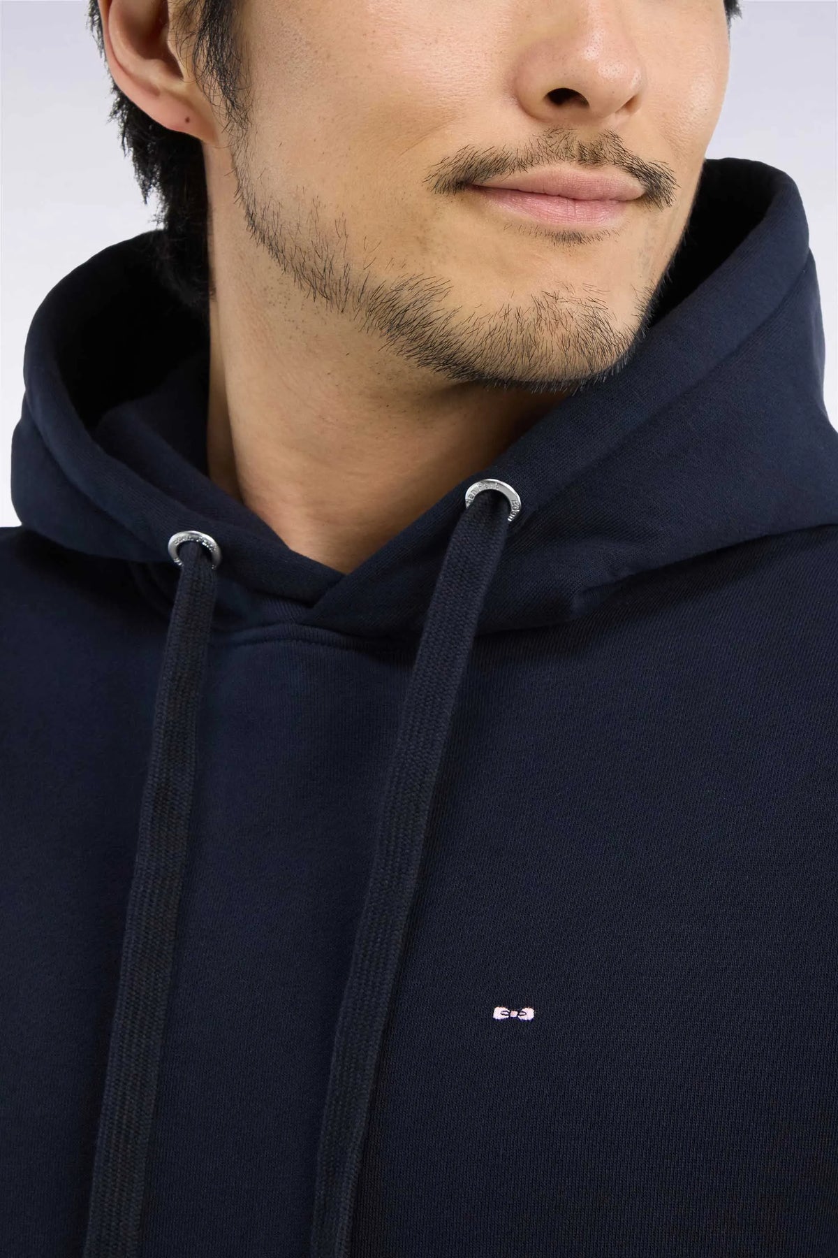 Eden Park  Men Straight-Cut Navy Cotton Fleece Hoodie SKU: H26MAISW0005_BLF Image 06