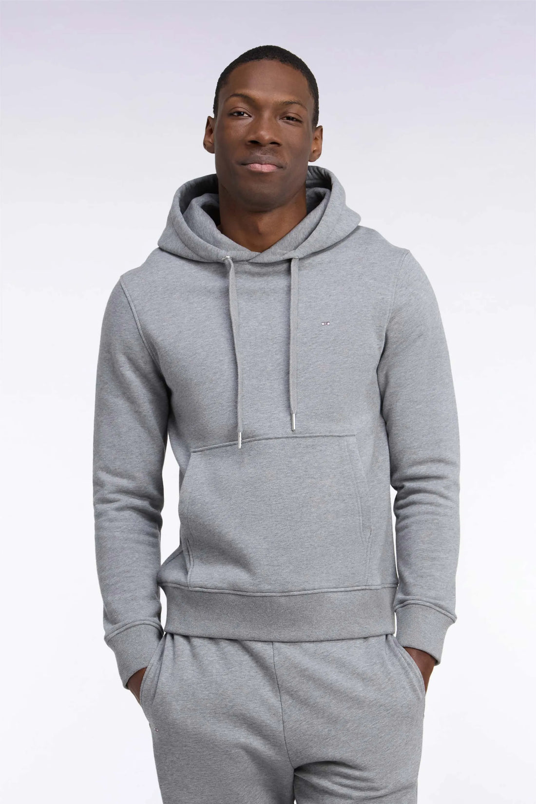 Eden Park  Men Grey Cotton Fleece Hooded Sweatshirt with a Straight Cut SKU: H26MAISW0005_GRM19 Image 01