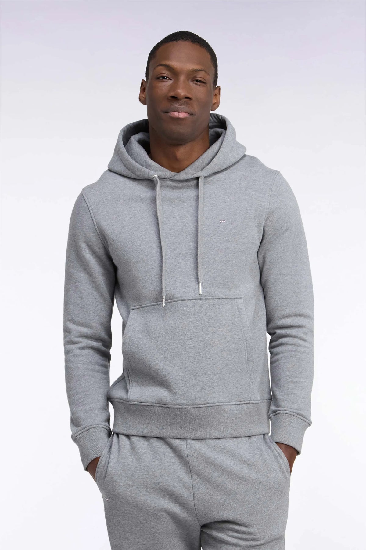 Eden Park  Men Grey Cotton Fleece Hooded Sweatshirt with a Straight Cut SKU: H26MAISW0005_GRM19 Image 01