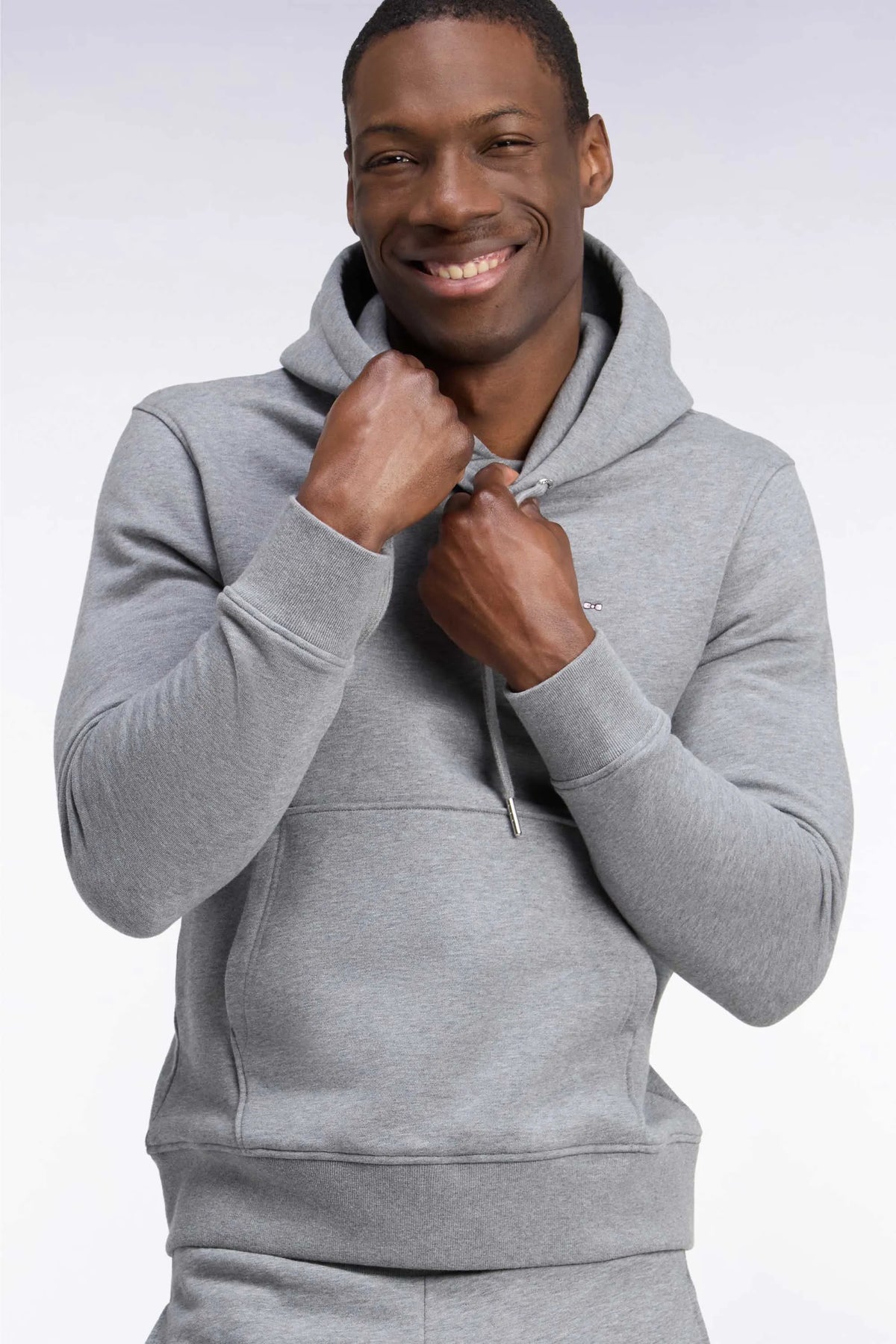 Eden Park  Men Grey Cotton Fleece Hooded Sweatshirt with a Straight Cut SKU: H26MAISW0005_GRM19 Image 03