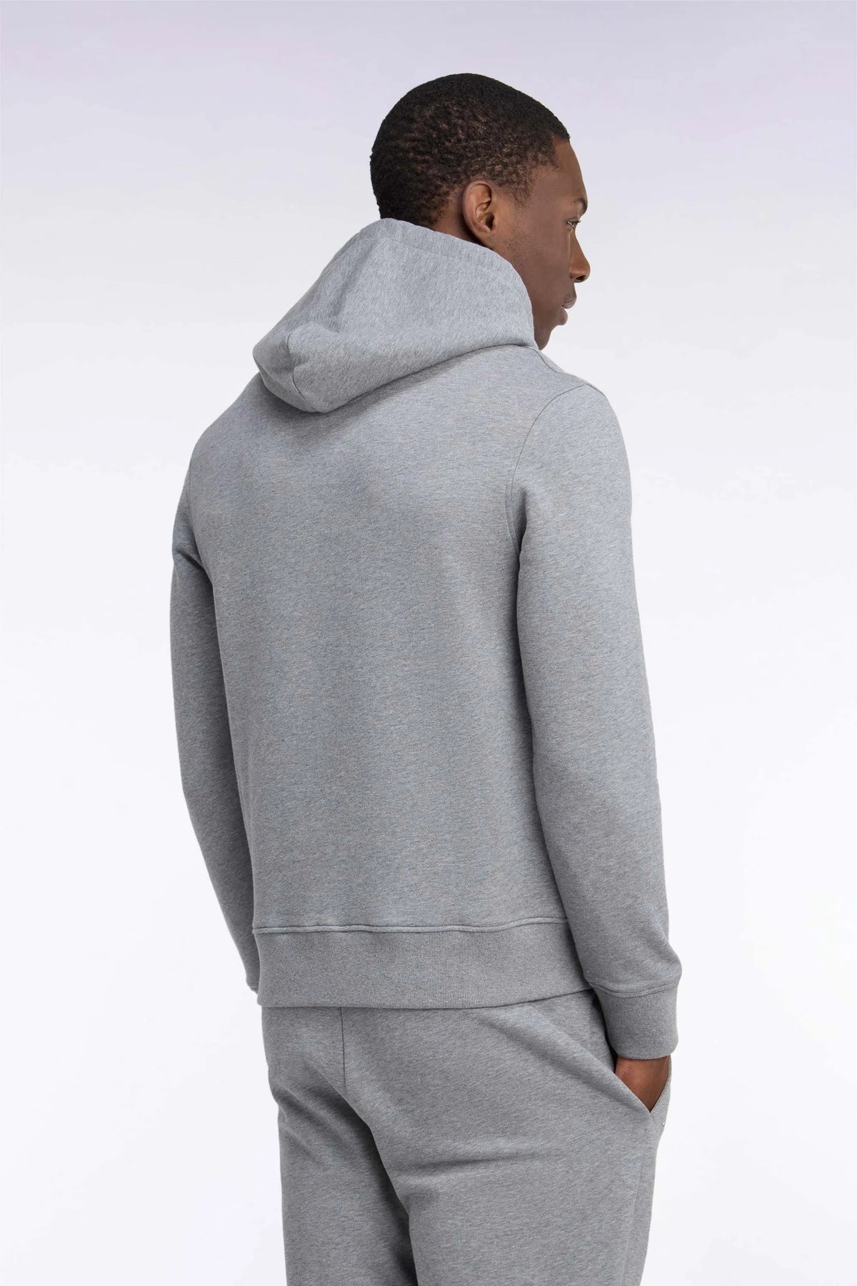 Eden Park  Men Grey Cotton Fleece Hooded Sweatshirt with a Straight Cut SKU: H26MAISW0005_GRM19 Image 04