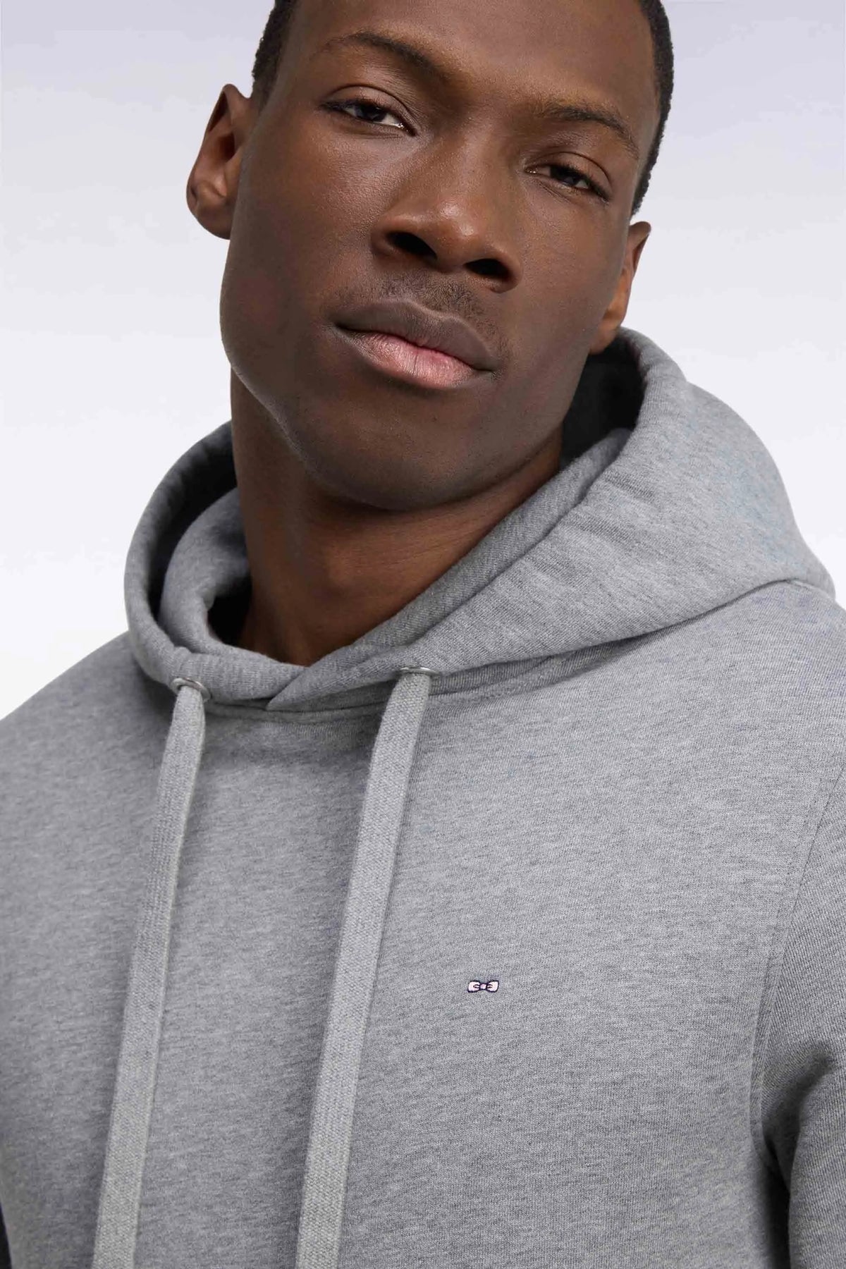 Eden Park  Men Grey Cotton Fleece Hooded Sweatshirt with a Straight Cut SKU: H26MAISW0005_GRM19 Image 06