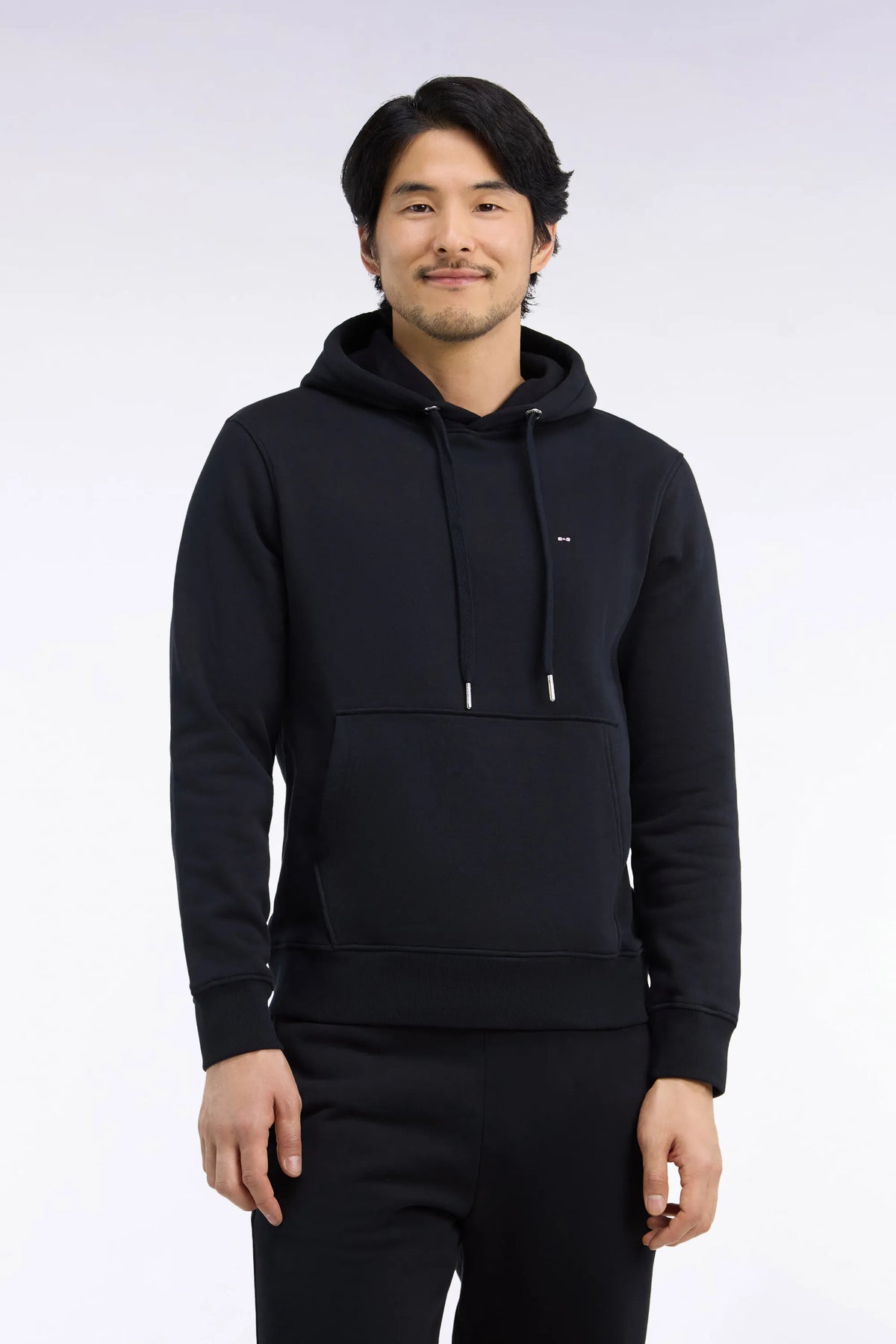 Eden Park  Men Straight-Cut Black Cotton Fleece Hoodie SKU: H26MAISW0005_NO Image 01