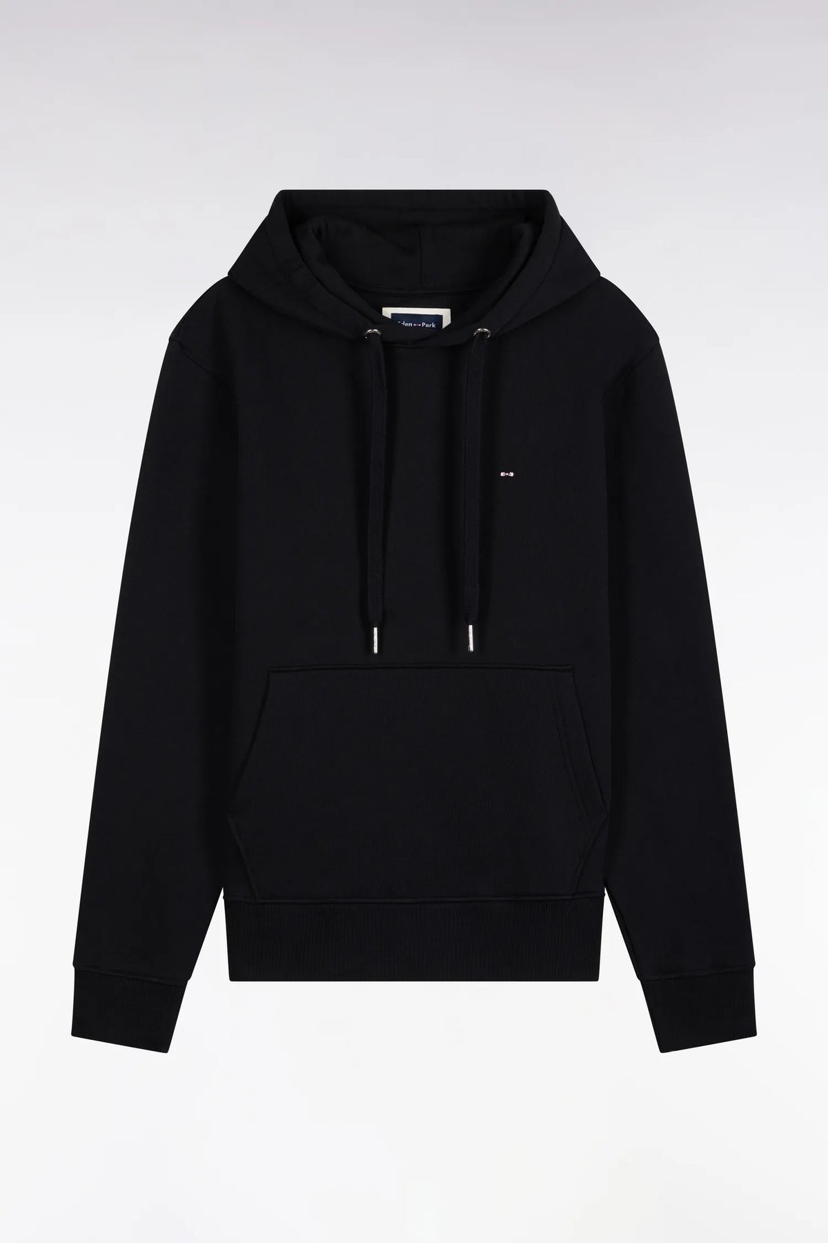 Eden Park  Men Straight-Cut Black Cotton Fleece Hoodie SKU: H26MAISW0005_NO Image 02