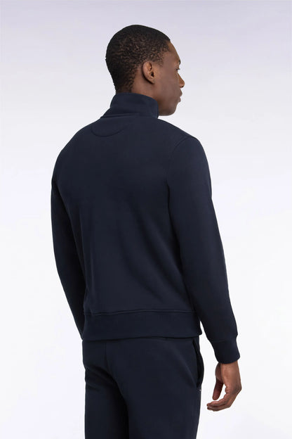 Eden Park 0 Men Zip-Up Sweatshirt with Trucker Collar in Navy Cotton with a Straight Cut SKU: H26MAISW0006_BLF Image 04