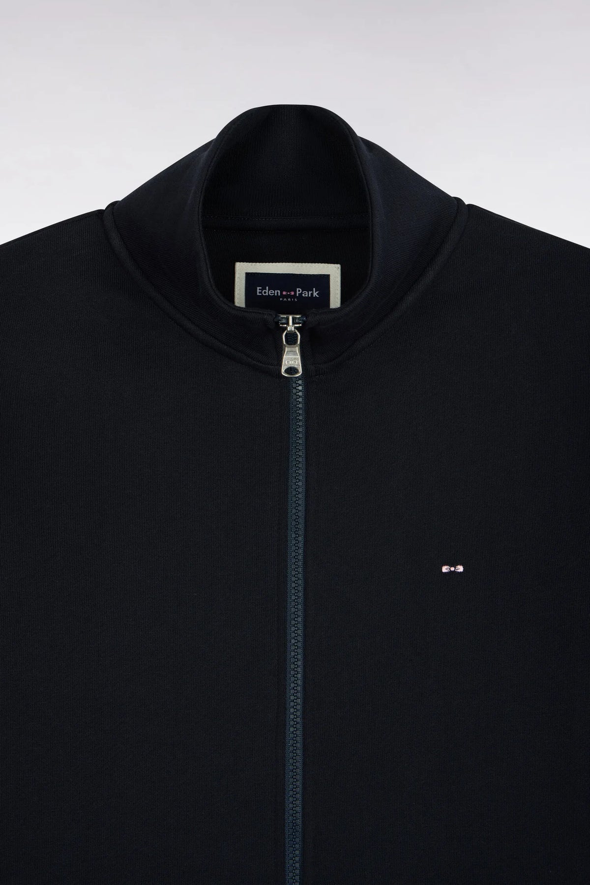 Eden Park 0 Men Zip-Up Sweatshirt with Trucker Collar in Navy Cotton with a Straight Cut SKU: H26MAISW0006_BLF Image 05