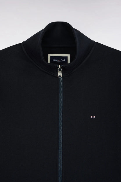 Eden Park 0 Men Zip-Up Sweatshirt with Trucker Collar in Navy Cotton with a Straight Cut SKU: H26MAISW0006_BLF Image 05