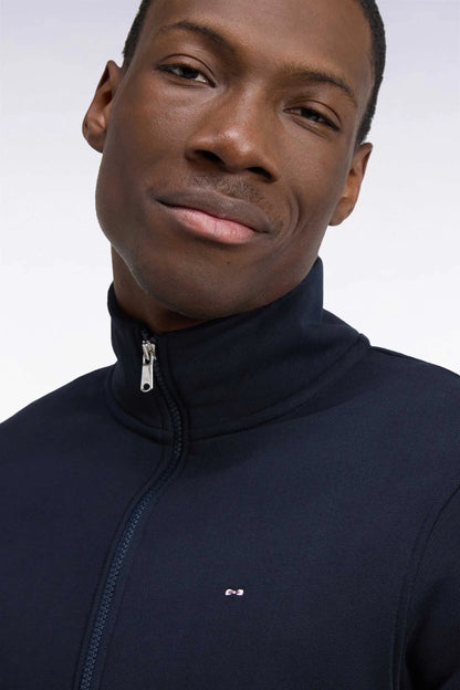 Eden Park 0 Men Zip-Up Sweatshirt with Trucker Collar in Navy Cotton with a Straight Cut SKU: H26MAISW0006_BLF Image 06