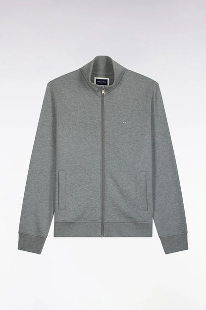 Eden Park 0 Men Zip-Up Sweatshirt with Trucker Collar in Grey Cotton with a Straight Cut SKU: H26MAISW0006_GRM19 Image 02