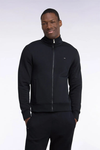 Eden Park 0 Men Straight Cut Black Cotton Zip-Up Sweatshirt with Trucker Collar SKU: H26MAISW0006_NO Image 01