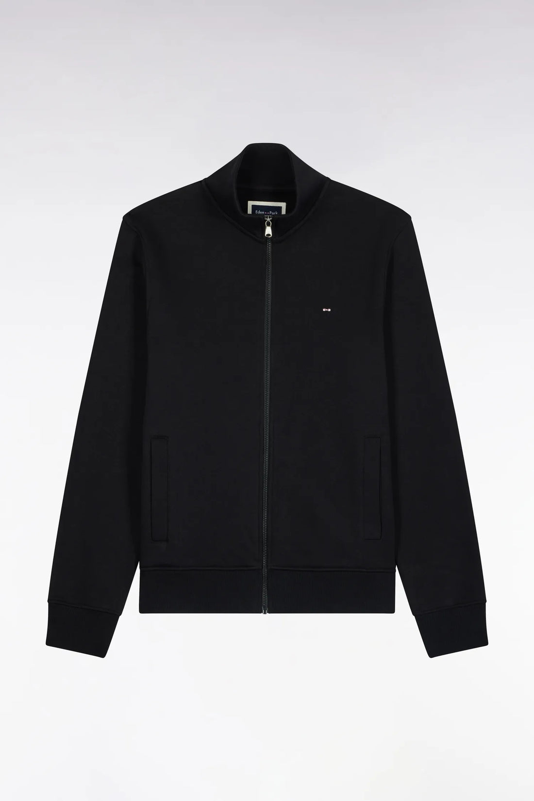 Eden Park 0 Men Straight Cut Black Cotton Zip-Up Sweatshirt with Trucker Collar SKU: H26MAISW0006_NO Image 02