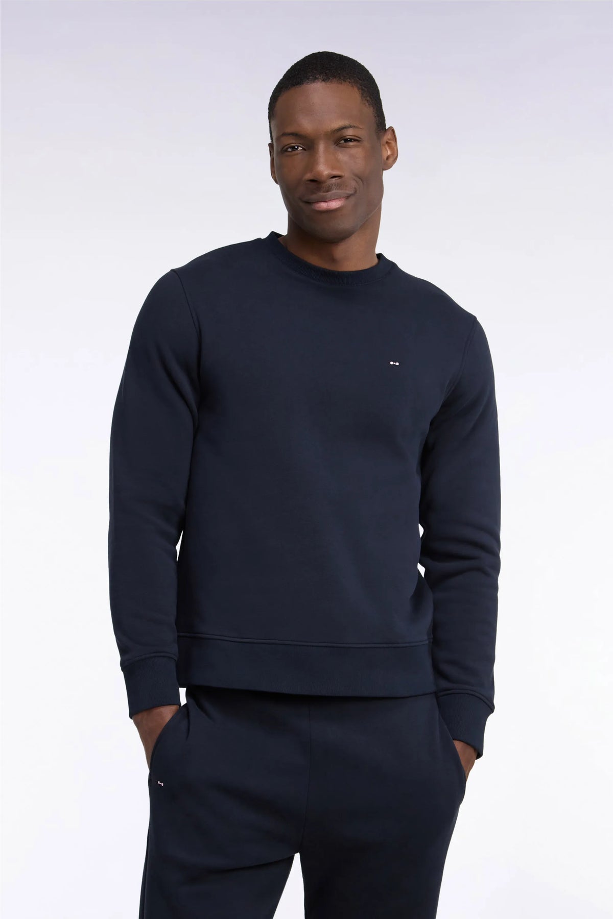 Eden Park  Men Straight-Cut Navy Cotton Fleece Round-Neck Sweatshirt SKU: H26MAISW0007_BLF Image 01