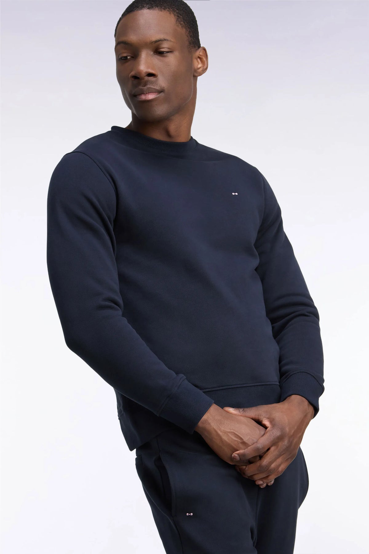 Eden Park  Men Straight-Cut Navy Cotton Fleece Round-Neck Sweatshirt SKU: H26MAISW0007_BLF Image 03