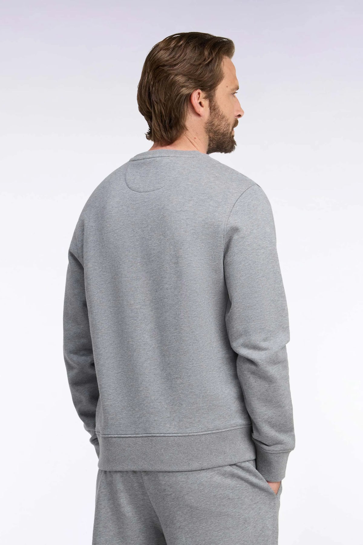 Eden Park  Men Grey Cotton Fleece Crewneck Sweatshirt with a Straight Cut SKU: H26MAISW0007_GRM19 Image 04