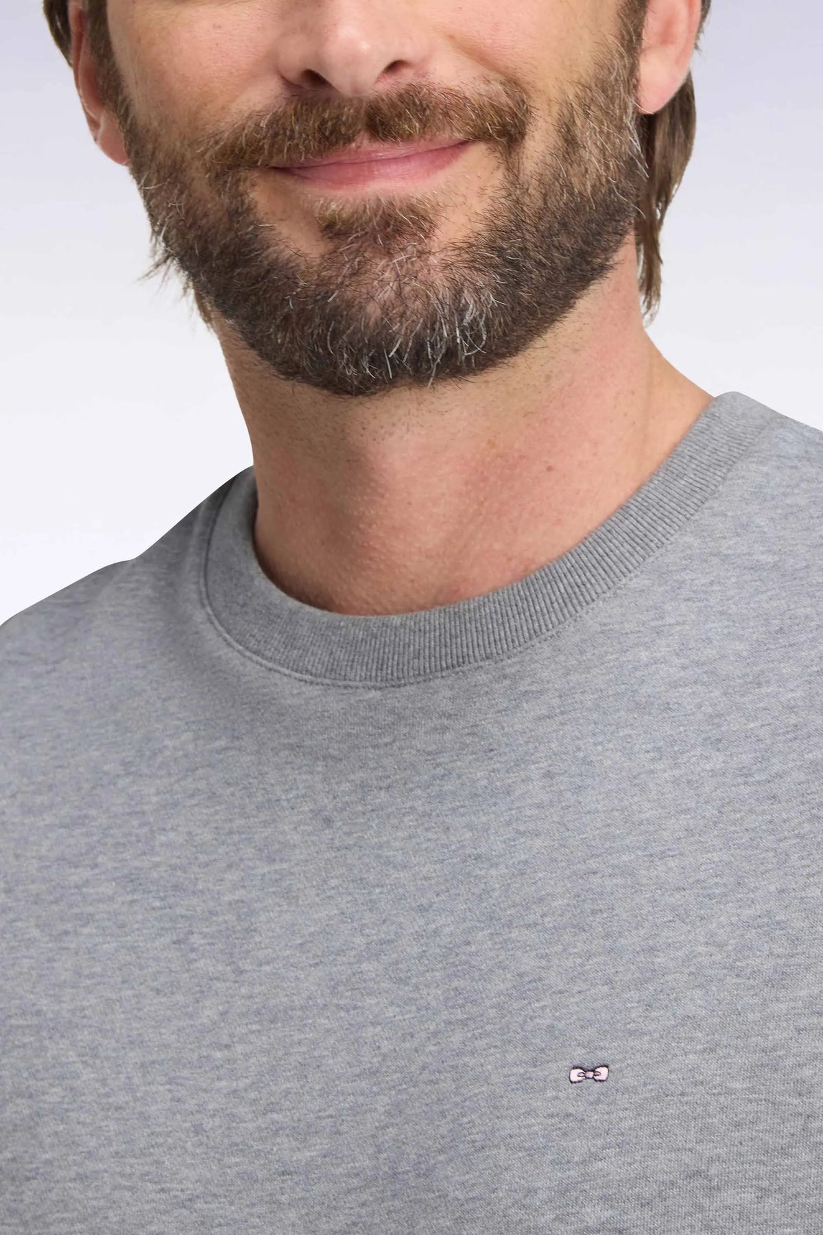 Eden Park  Men Grey Cotton Fleece Crewneck Sweatshirt with a Straight Cut SKU: H26MAISW0007_GRM19 Image 06