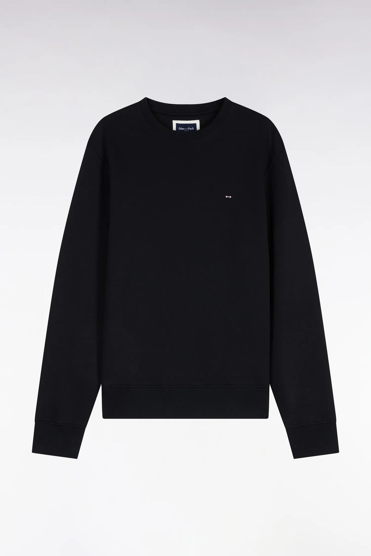 Eden Park  Men Straight-Cut Black Cotton Fleece Round-Neck Sweatshirt SKU: H26MAISW0007_NO Image 02
